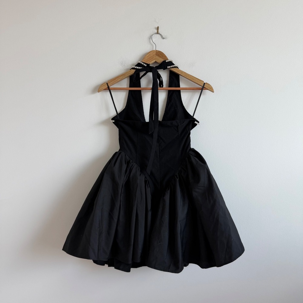 Black Rhinestone Halter Mini Dress - Picture 7 of 10